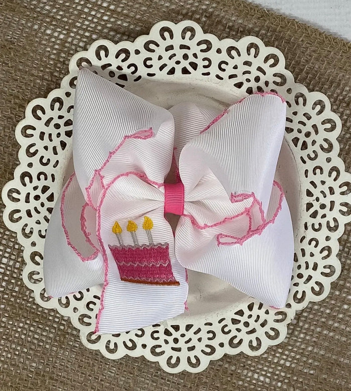 Birthday Cake Embroidery Moonstitch Bow