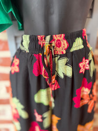 Black Floral Pattern Pants