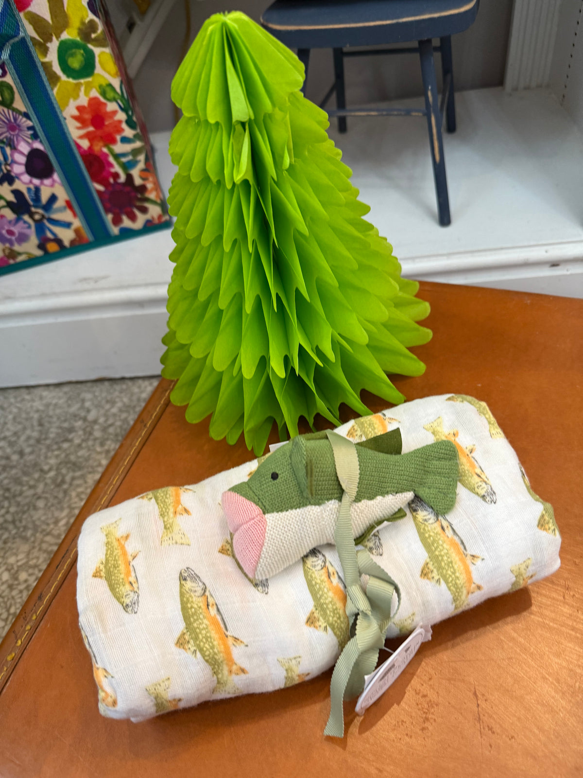 MUD PIE SWADDLE & RATTLE SET - FISHING FUN