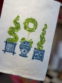 Painted Topiary Tea Towel