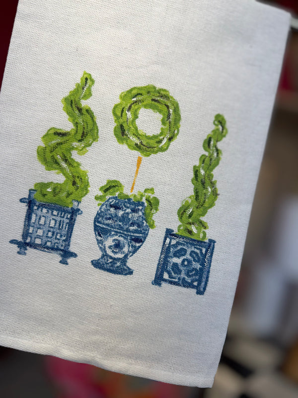 Painted Topiary Tea Towel
