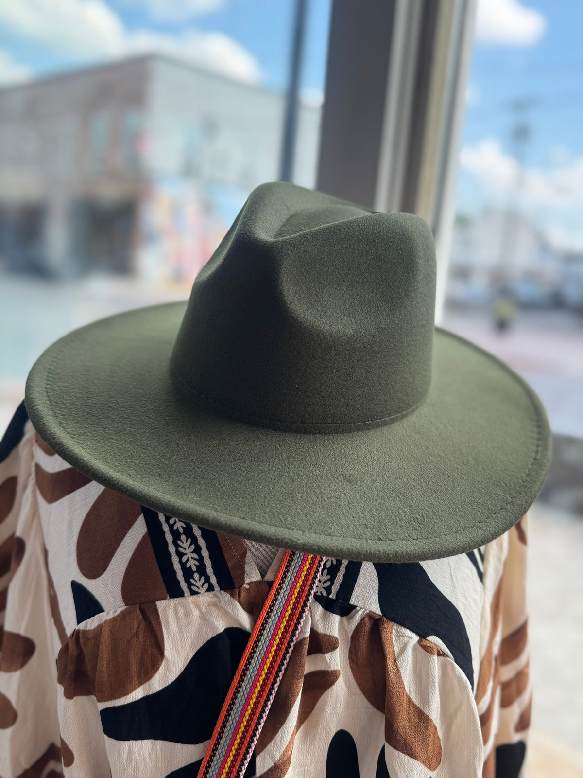 Wide Brim Fedora Hat - Olive