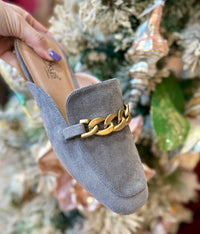 Grey Faux Suede Mule
