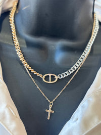 Double chain Cross Necklace