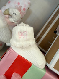 MUD PIE BABY BOW FOLDOVER SOCKS