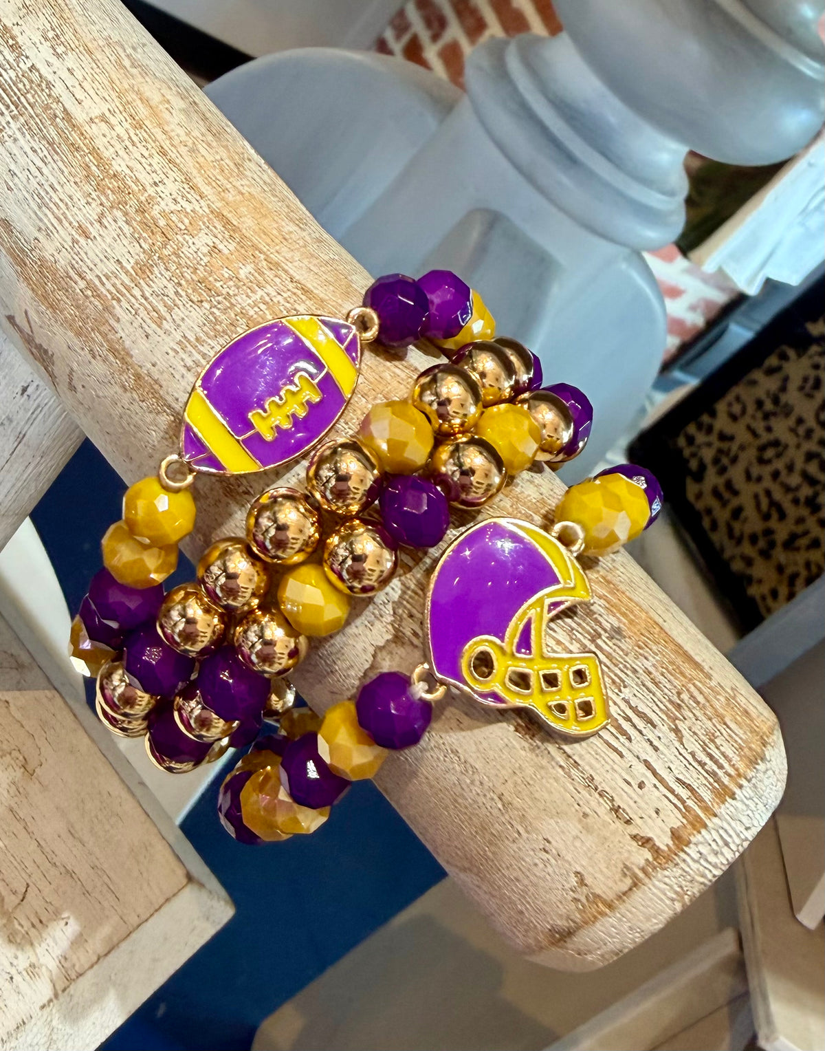 Purple & Gold Football Bracelets