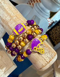 Purple & Gold Football Bracelets