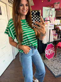 Ruffles & Stripes Top - Green/White
