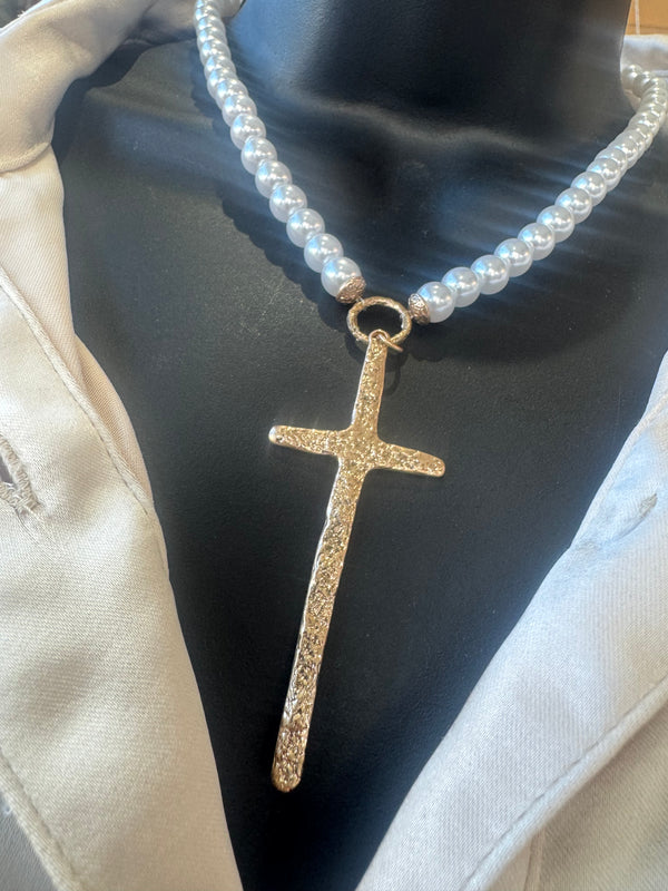 Pearl Cross Necklace