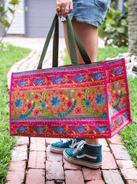 Carry All Happy Tote Bag - Floral Border