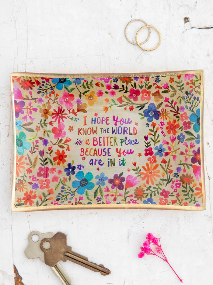Glass Trinket Tray - World a Better Place