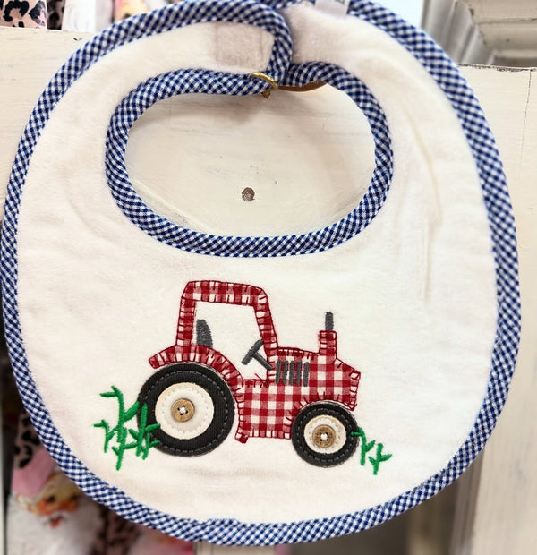 MUD PIE BABY BIB - LIL RED TRACTOR