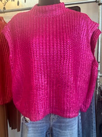 Shimmer Sweater Top - Hot Pink