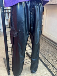 Feaux Leather Black Joggers
