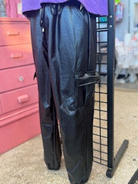 Feaux Leather Black Joggers