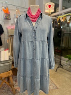 Spin Me Around Light Denim Dress