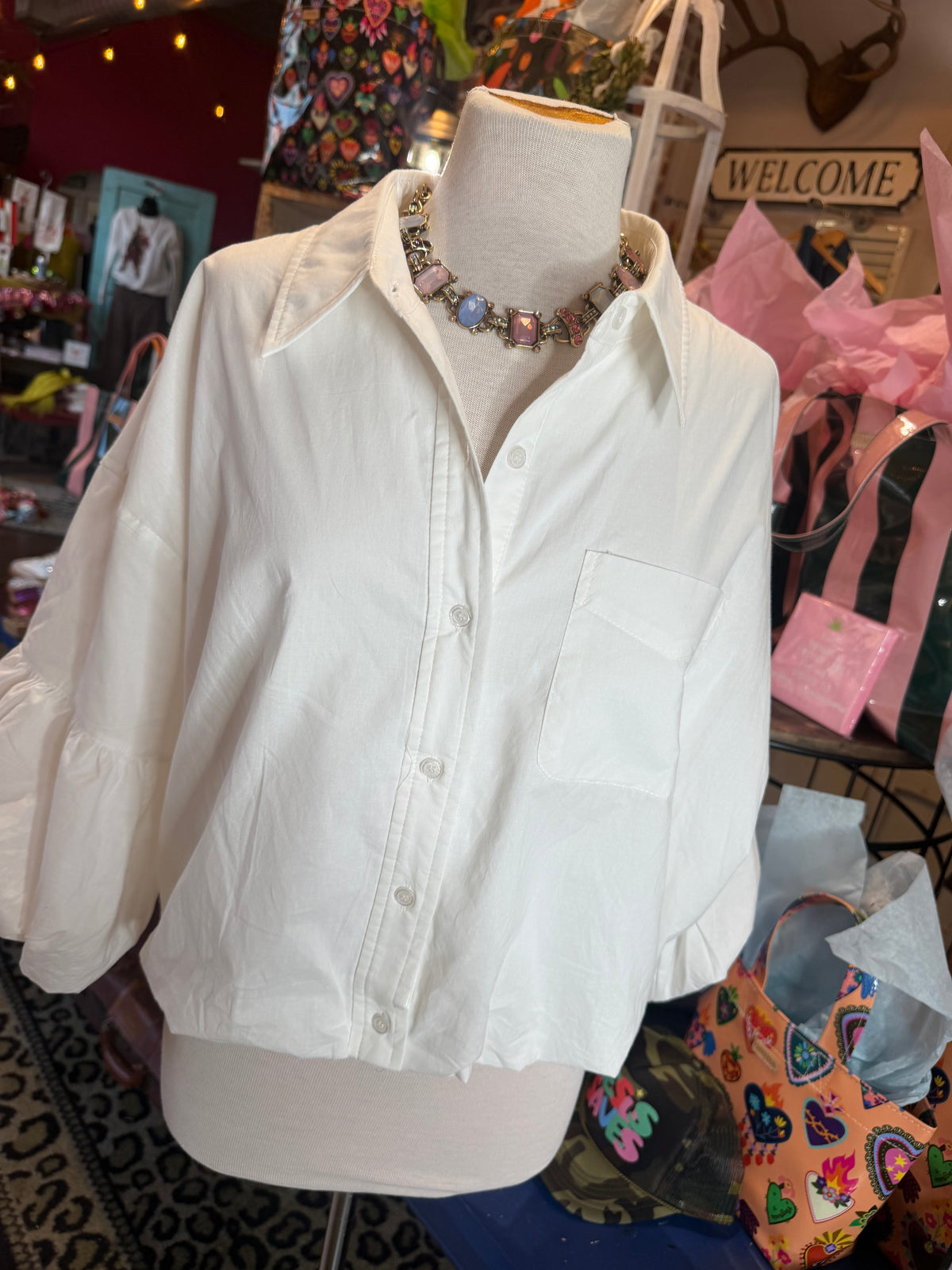 Classy white bubble top
