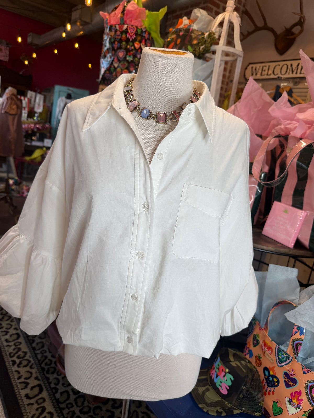 Classy white bubble top