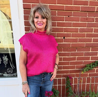 Shimmer Sweater Top - Hot Pink