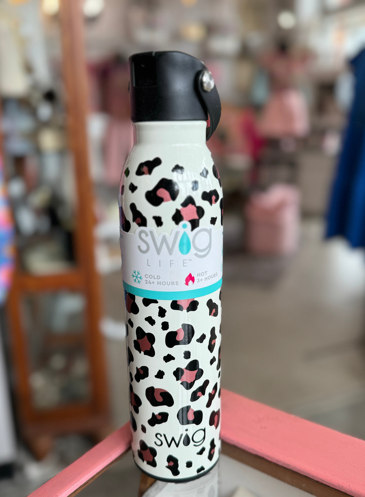 SWIG- Leopard Flip + Sip Bottle