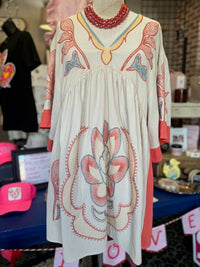The Khaki Coral Boho Dress