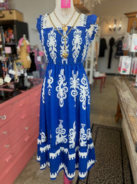 The Blue Smocked Midi Dress