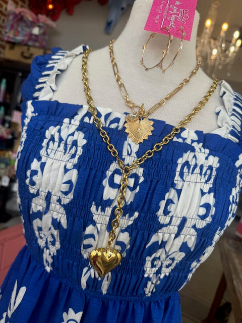 The Blue Smocked Midi Dress