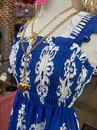 The Blue Smocked Midi Dress