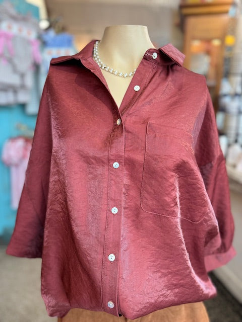 Rust Shimmer Button Down