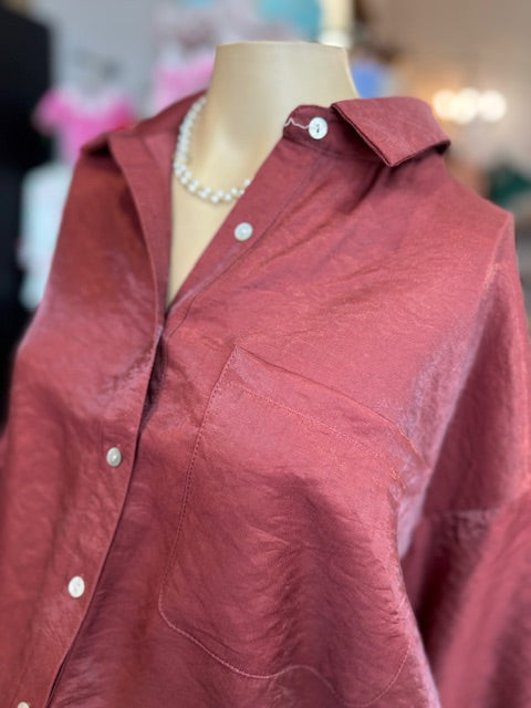 Rust Shimmer Button Down