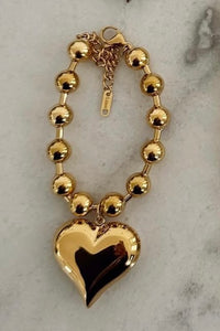 Chunky Heart Bracelet -Gold