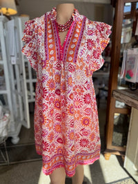 The Jessica Dress-Pink/Orange Floral