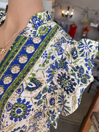 The Jessica Dress-Blue/Green Floral