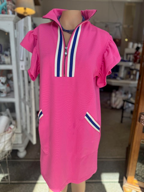 Preppy Stripes Dress-Pink