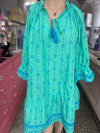 Sea Green & Blue Embroidered Dress