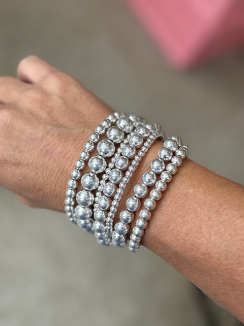 Silver Stack Beaded Bracelets