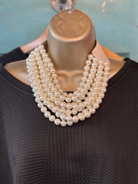 Pearl Multistrand Bold Bead Necklace