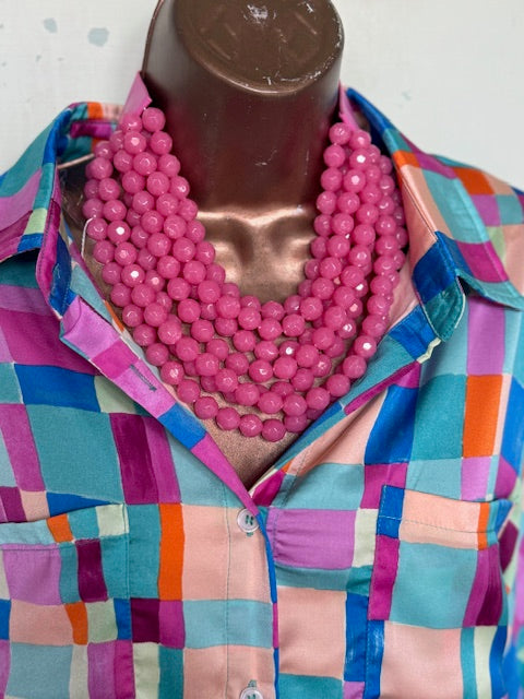 Pink Multistrand Bold Bead Necklace