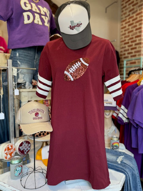 Sequin Football Dress-Maroon