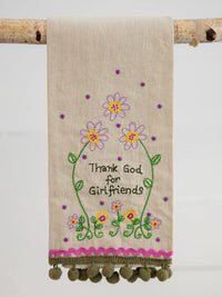 Linen Hand Towel - Thank God for Girlfriends