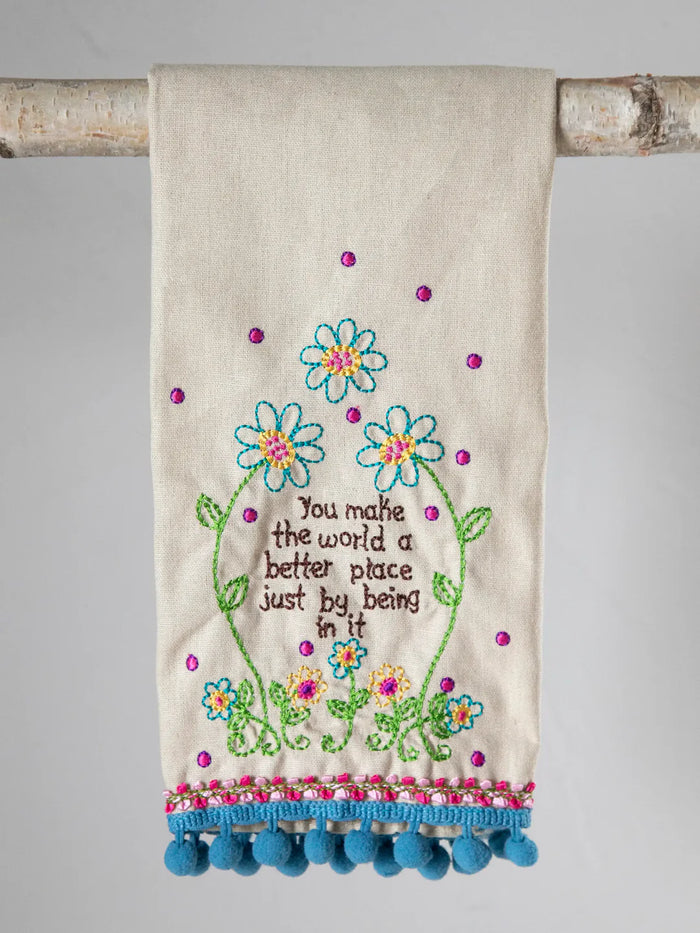 Linen Hand Towel - You Make the World