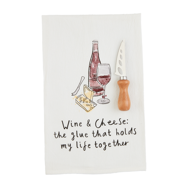 Glue Wine & Cheese Towel w/ Cheese Fork Tea Towel