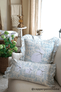 Square Toile Bunny Pillow