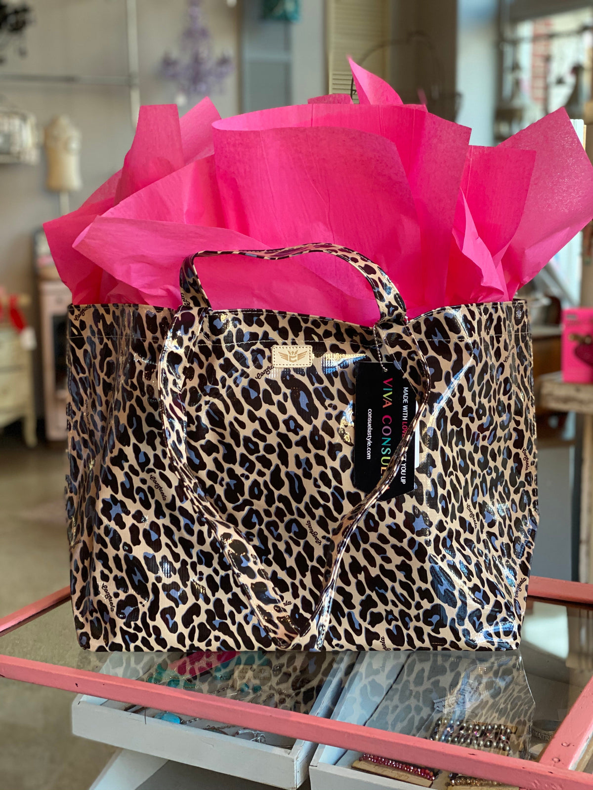 Leopard Blue Jag Jumbo Bag - Consuela