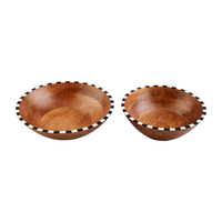 Large Wooden Checkered Bowl