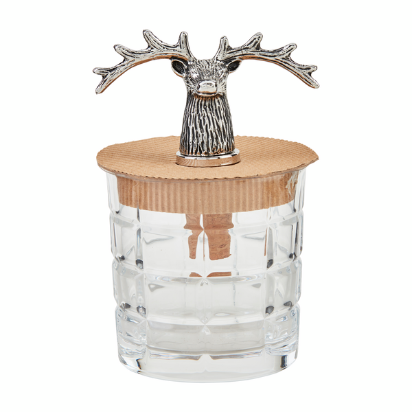 Wide Deer Antler Dof Glass & Bottle Stopper Set