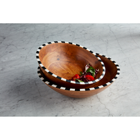 Small Wooden Checkered Bowl