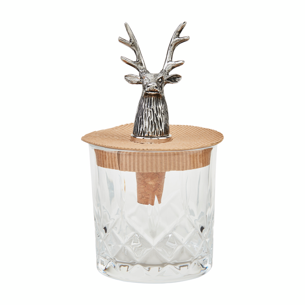 Tall Deer Antler Dof Glass & Bottle Stopper Set