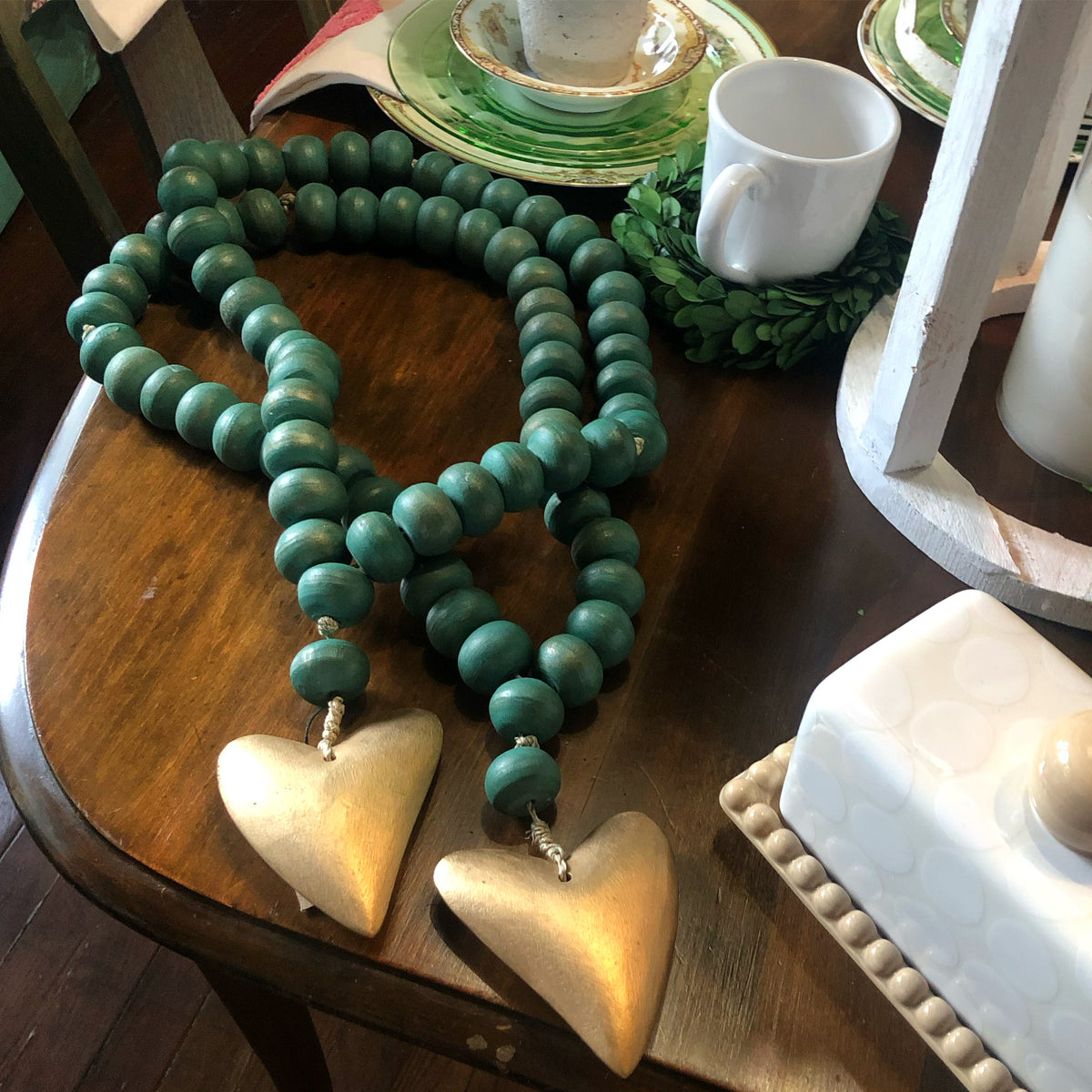 Golden Heart Turquoise Mango Beads