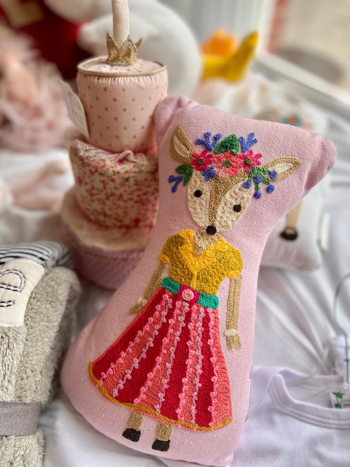 Embroidered Doll Pillow